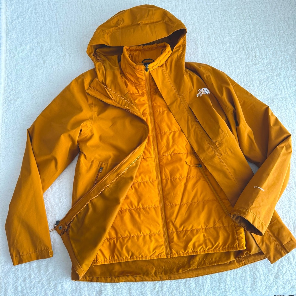 The North Face Men’s Carto Triclimate 3-in-1Jacket, Waterproof, Yellow/Tan, S